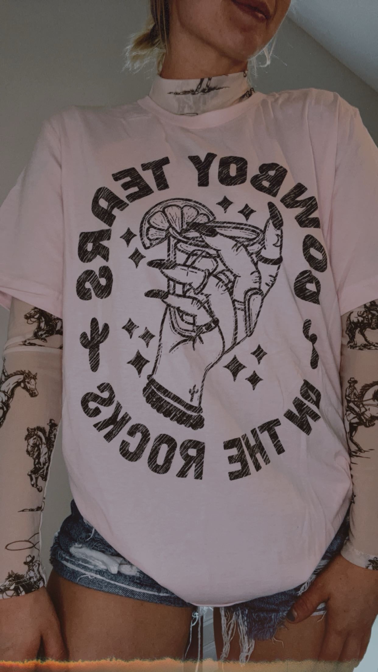 Pink Cowboy Tears Graphic Tee