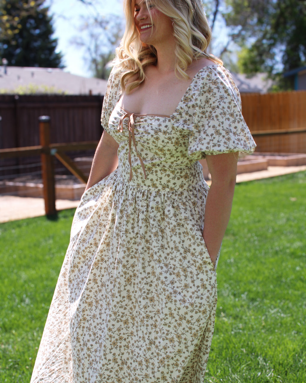 Sagebrush Bloom Midi Dress | Western Feminine Floral Midi Dress