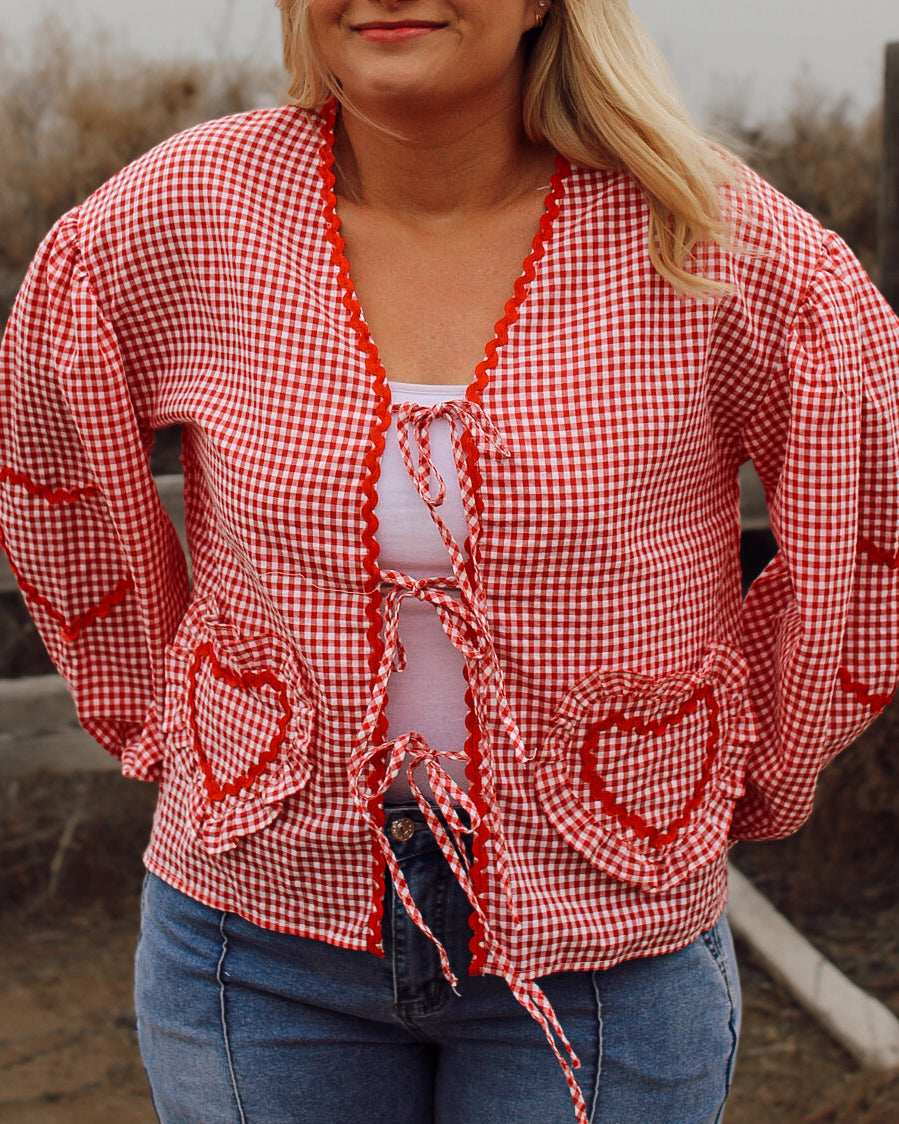 Sweetheart bow tie top women’s western feminine blouse