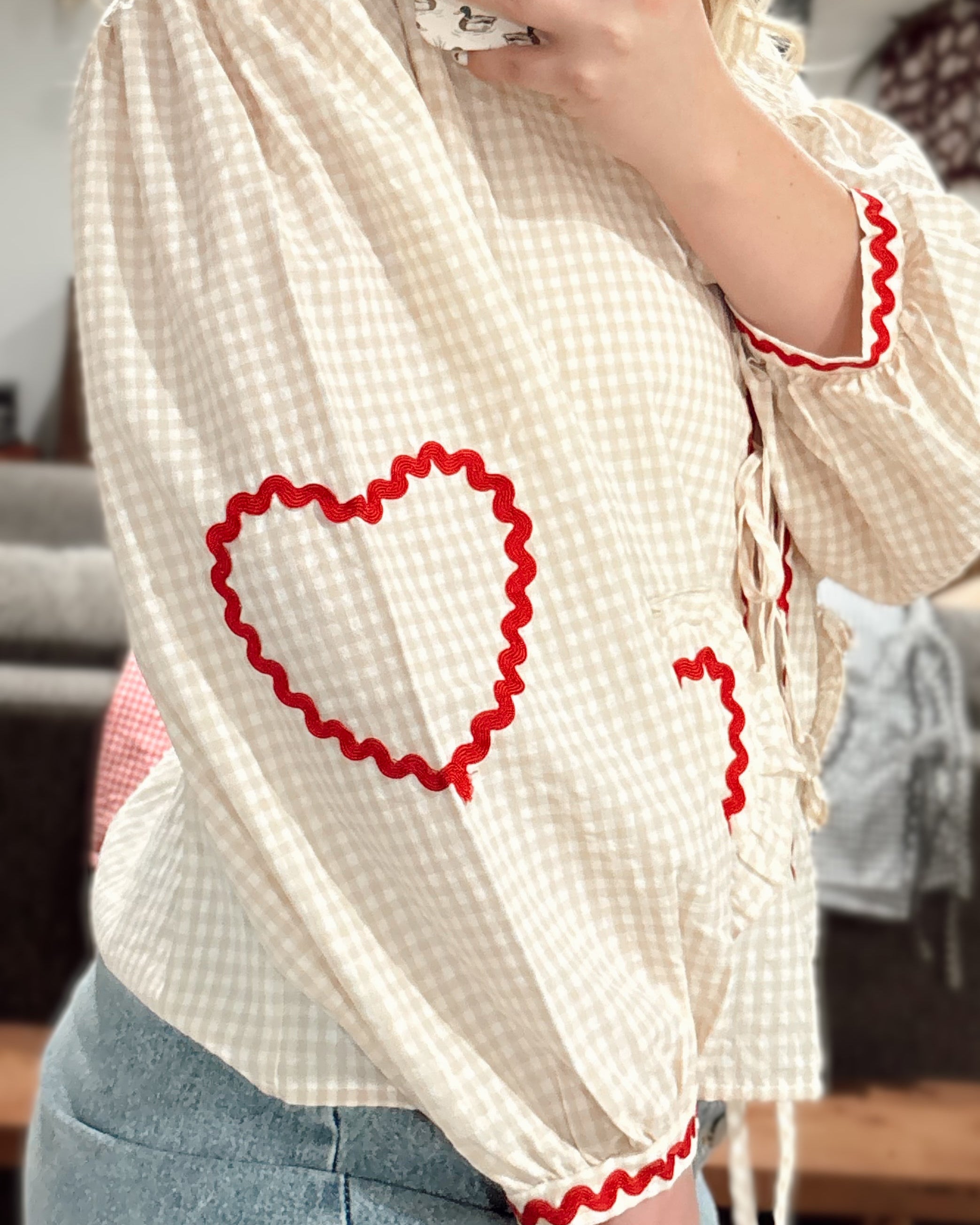 Sweetheart bow tie top women’s western feminine blouse