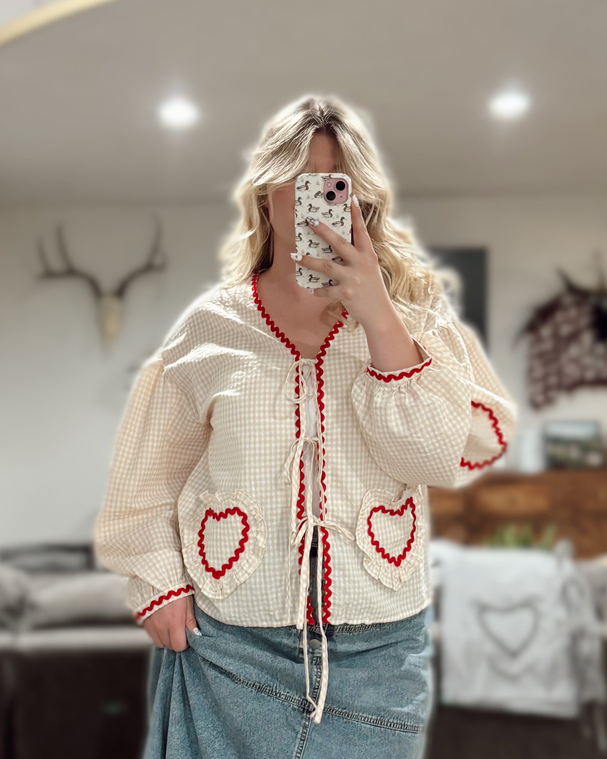 Sweetheart bow tie top women’s western feminine blouse