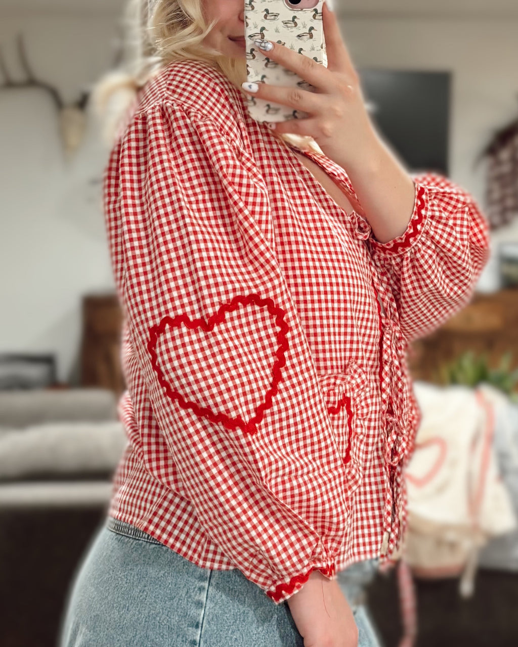 Sweetheart bow tie top women’s western feminine blouse