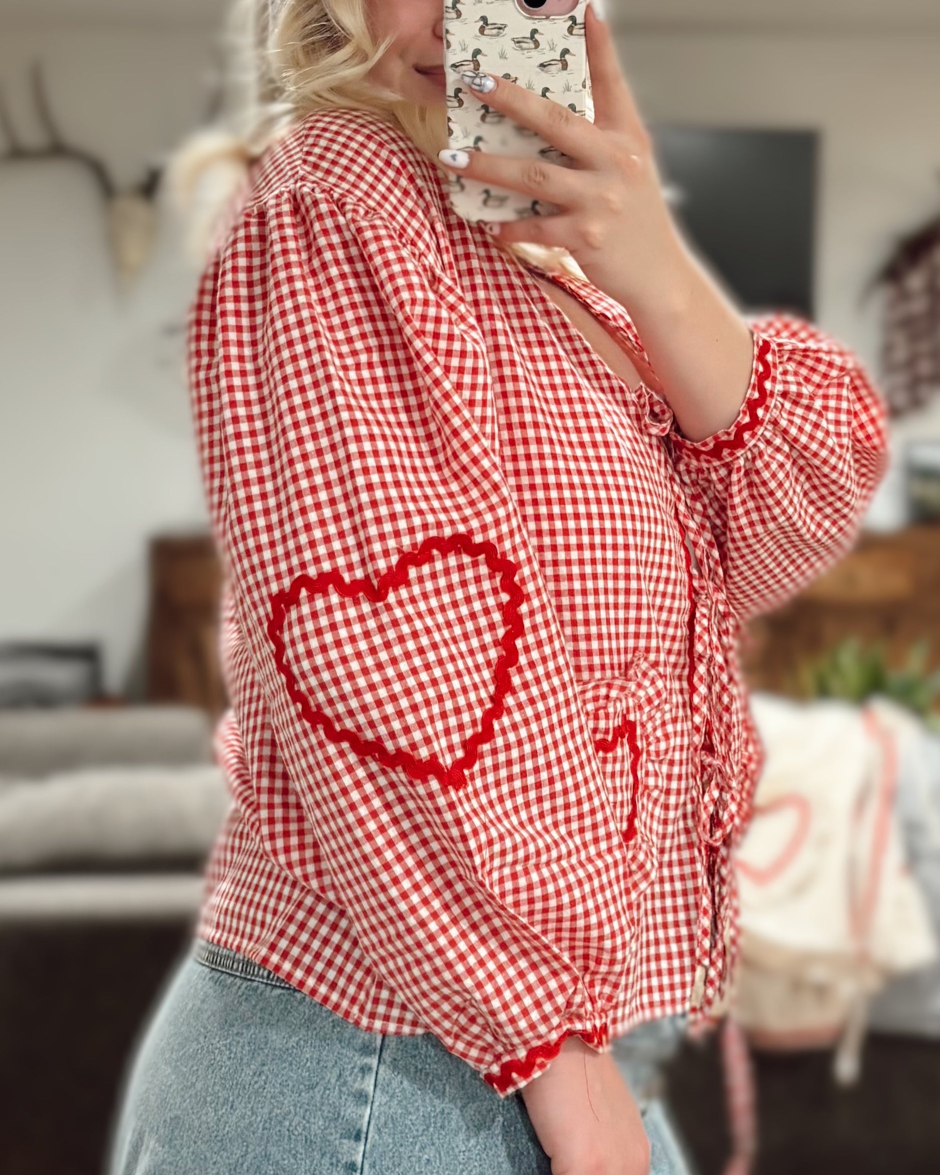 Sweetheart bow tie top women’s western feminine blouse