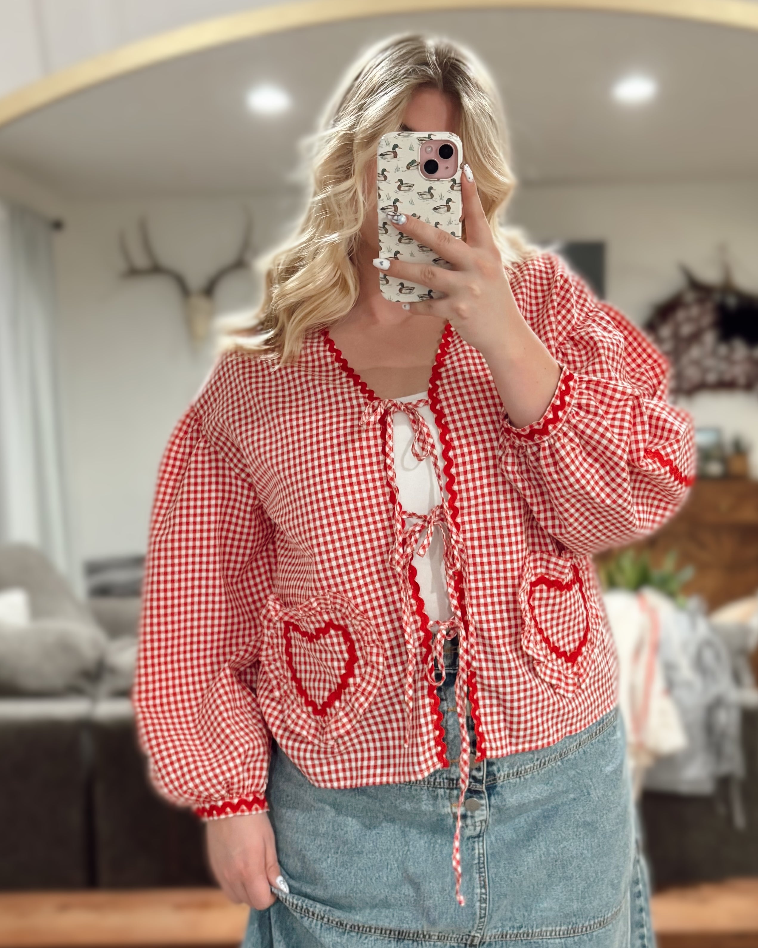 Sweetheart bow tie top women’s western feminine blouse