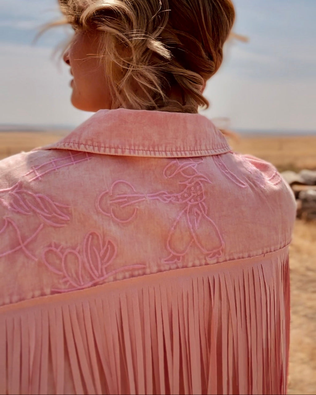 Women’s western fringe top with embroidered details boutique style