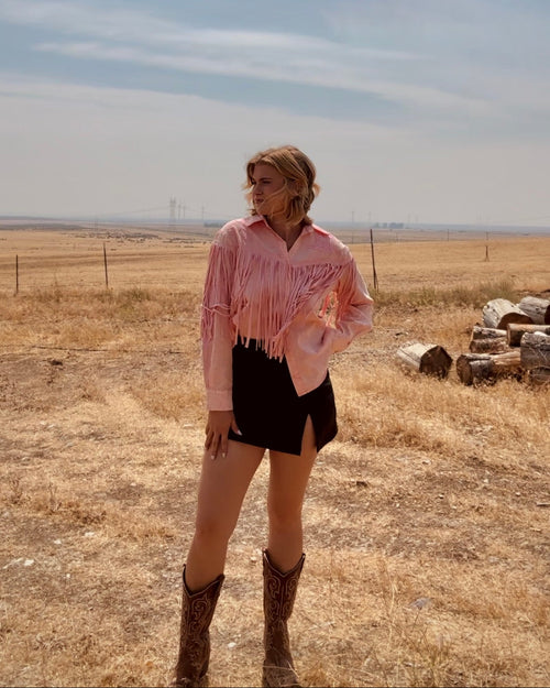 Women’s western fringe top with embroidered details boutique style